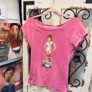 PINK TSHIRT with PINUP CHEERLEADER